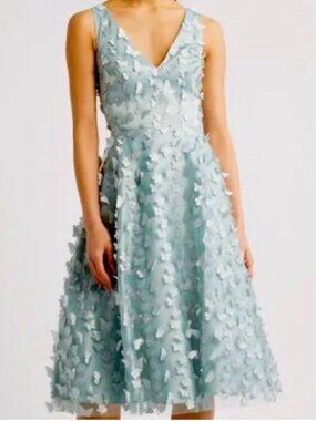 NWT (Other) Eliza J Butterfly Fit & Flare Midi Cocktail Dress In Sage. Size 12